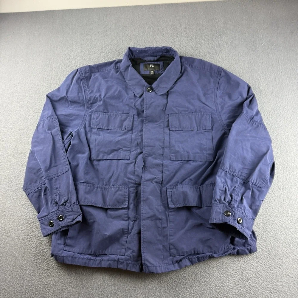 Banana Republic Jacket Men's XL Blue Water Resistant Field Utility Barn Waxed